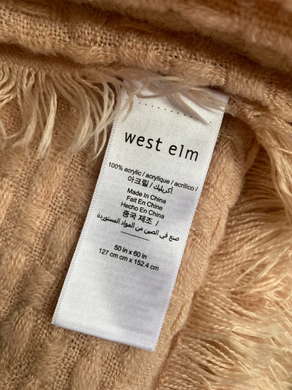 West Elm Blush Pink Fringe Throw Blanket
